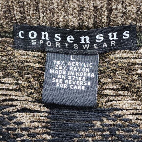 Vintage Consensus Sportswear Sweater Mens L Brown Multicolor Geometric Crew Neck - Picture 4 of 8